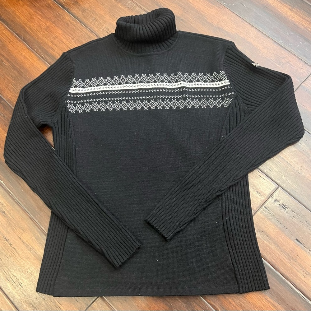 SPYDER  Black & White Women’s TURTLENECK SWEATER - SIZE Large Wool/acrylic
